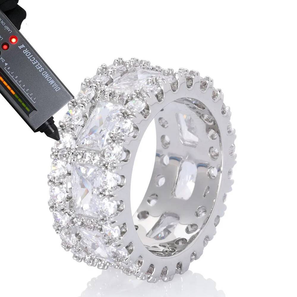 Hip Hop Jewelry Luxury Chilled Ring 925 Silver Unisex All Set Sparkling Cross VVS Diamond Wedding Engagement Ring