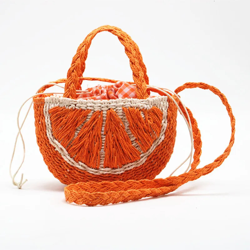 Watermelon Straw Women Shoulder Bags Fashion Bohemia Female Crossbody Bag Handmade Fruit Handbag 250714