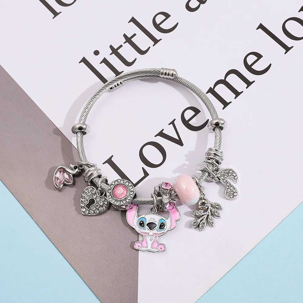 Sanrio Stitch Love Heart Swan Music Note Rhinestone Bracelet Cute Beaded Jewelry Anime Fan Christmas Gift w250716