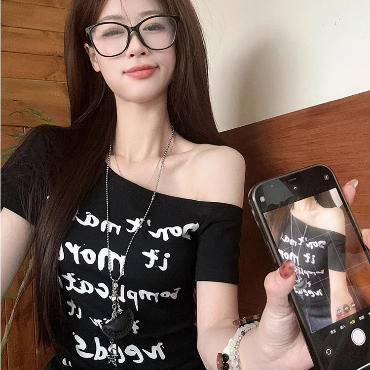 Summer New Women S T Shirt Asymmetrical Neck Short Sleeve T Shirt Women Summer New Hot Girl Style Slim Fit Irregular Design Off Shoulder Top T New Des