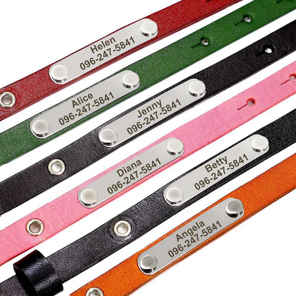 Custom Leather Cat Collar Adjustable Personalized Puppy Cat ID Collars Necklace Name for Cats Kitten Pet Accessories LL250716