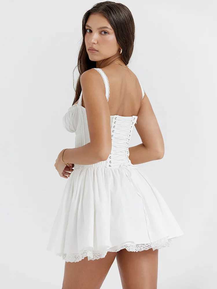 Articat Sexy Spaghetti Strap Bodycon Women Dress Lace Patchwork Camisole Skirt Waist Backless Dress Female Party Club Dresses R250716
