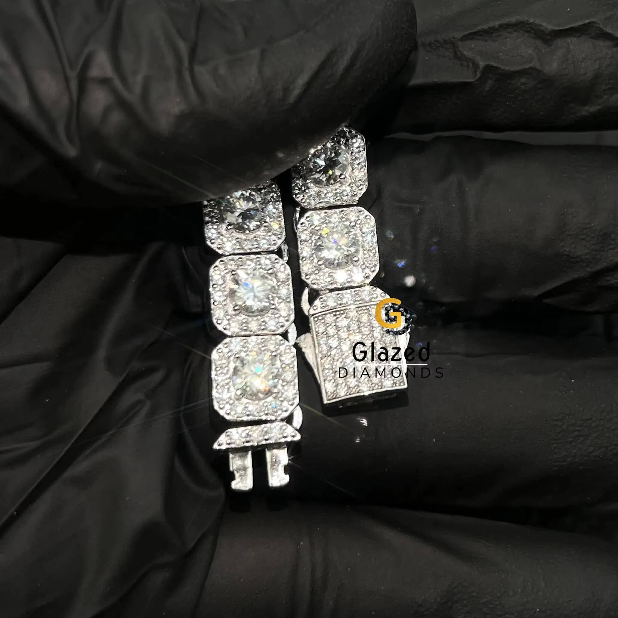 High Quality Diamond Hip Hop Tennis Chain Made in 10kt White Gold and Round Brilliant Cut Moissanite Diamonds