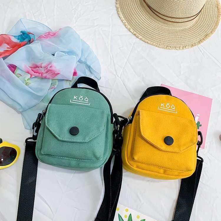 2025 New Korean Style Casual Simple Fashion Solid Color Internet Celebrity Phone Canvas Crossbody Bag