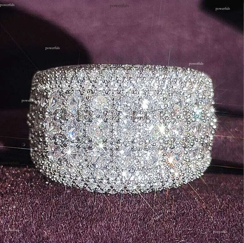 Ins Top Sell Drop Ship Wedding Rings Jewelry Sterling Sier Fill Full Round 5A Cubic Zircon CZ Dia Gemstones Party Women Engagement Band Finger Ring