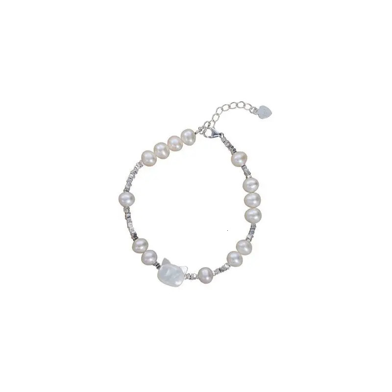 100% Natural Freshwater Pearl 14K Gold Filled Sweet Cat Animal Female Charm Bracelet For Women Year Gifts 250712