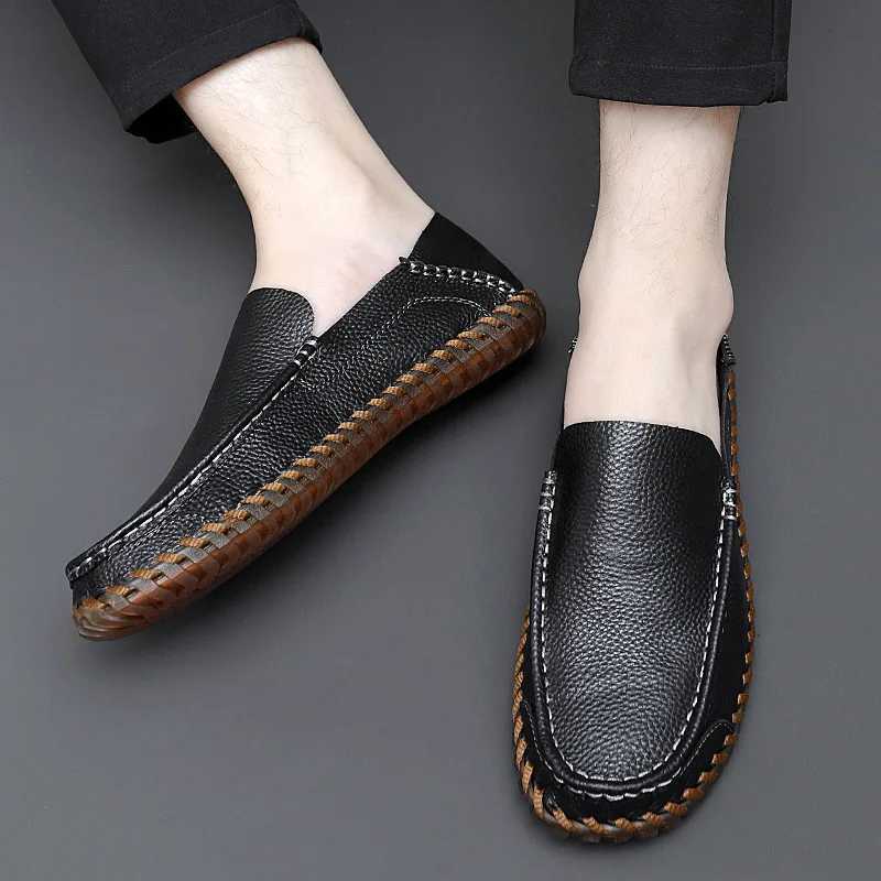 Loafers Men Handmade Leather Loafer Casual Driving Flats Slip-on Shoes Luxury Comfy Moccasins Loafers Shoes Comfortable W250716