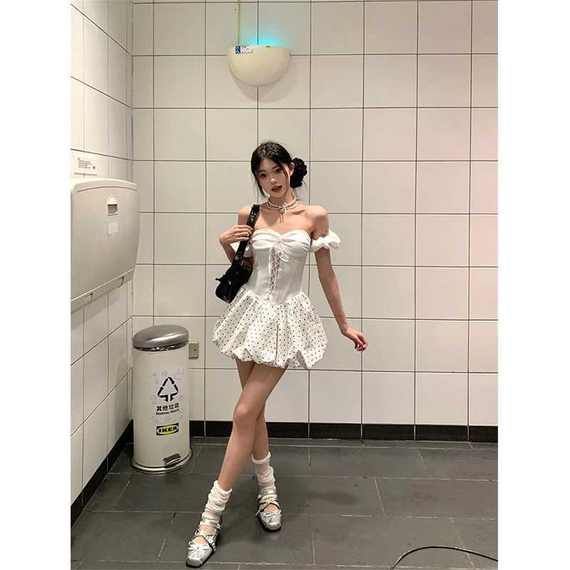 Mekst Y2K Polka Dots Mini Dress Women Party Sexy Strapless Bandage Bud Dresses Summer Gyar Korean Backless Bodycon Vestidos Nev R250716
