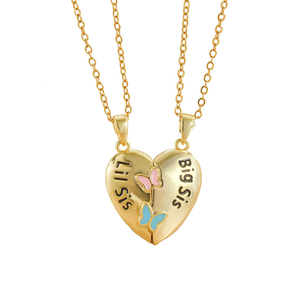 Heart Butterfly Magnetic Two-Piece Pendant Necklace Ins Creative Simple Design Versatile Sweater Afb