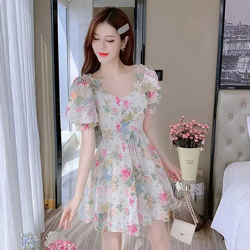 Womens New Style Small Person Looks Slim and Sweet Floral Dress R250716