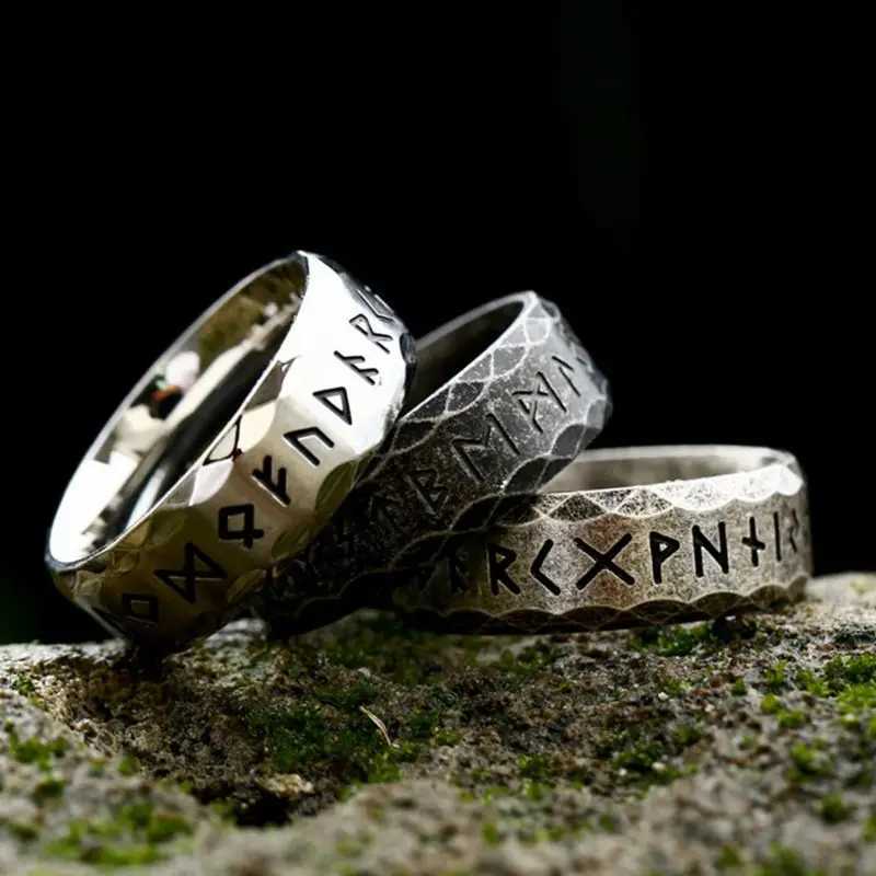 Nordic Retro Viking Rune Ring For Men Women Simple 316L Stainless Steel Odin Letter Viking Rings Couple Amulet Jewelry Gifts S250716