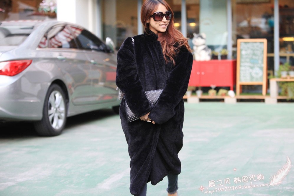 New Women Autumn Winter Furry Warm Fur Outerwear Fashion Loose Faux Fur Rabbit Long Jacket Casual Thickened Fur Coat