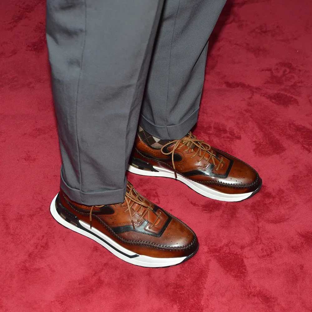 Luxury Designer Mens Oxford Sneakers Splicing Trainers Genuine Leather Stitching Comfortable Non Slip Walking Casual Shoes Men W250716