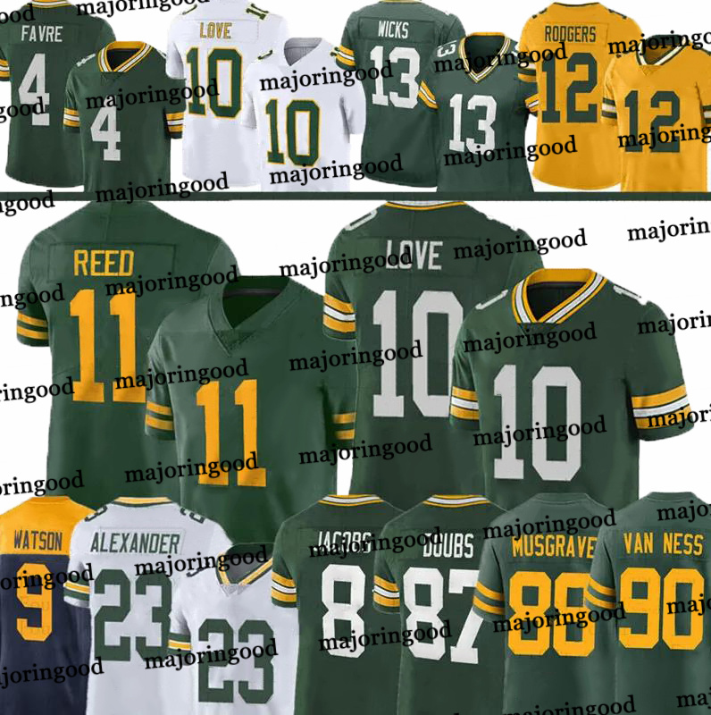 #8 Josh Jacobs Football Jersey #11 Jayden Reed Love Jaire Alexander Dontayvion Wicks Christian Watson Xavier McKinney Musgrave Doubs Matthew Golden jerseys