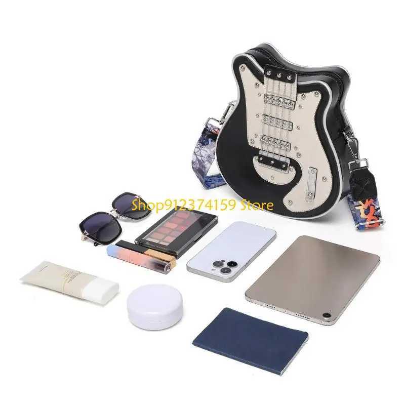 G5AE Trendy PU Leather Crossbody Bag in Guitar Shoulder Bag with Adjustable Strap Suitable for Student and Band Members
