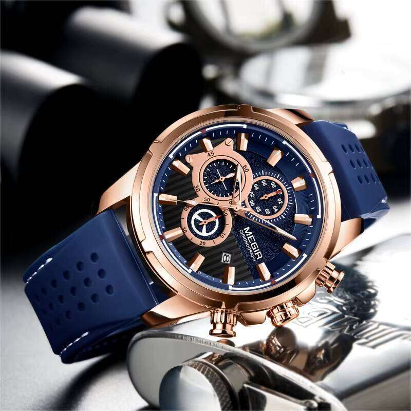 Men's Multifunction Chronograph Watch - 47mm Large Dial, Luminous, Waterproof, Silicone Strap