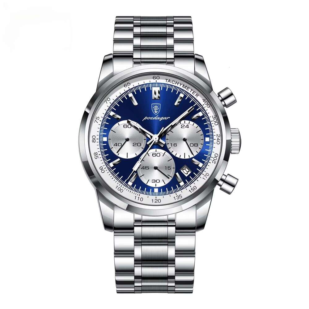 DHwatches Men's Chronograph Watch - 30M Waterproof Stainless Steel Quartz Wristwatch with Date & Tachymeter (Model 921)