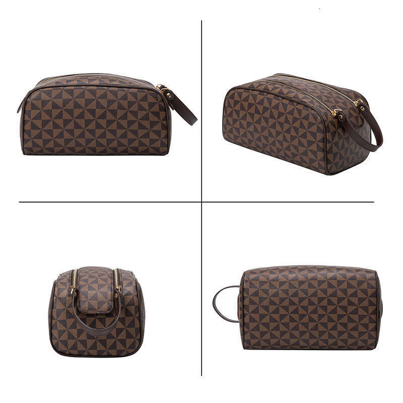 Lacel Urwebin Cosmetic Bags Portable Simple Double Zipper leather Makeup bag designer Tote Toiletry Storage Large Capacity Handheld Travel Cosmetic Ba