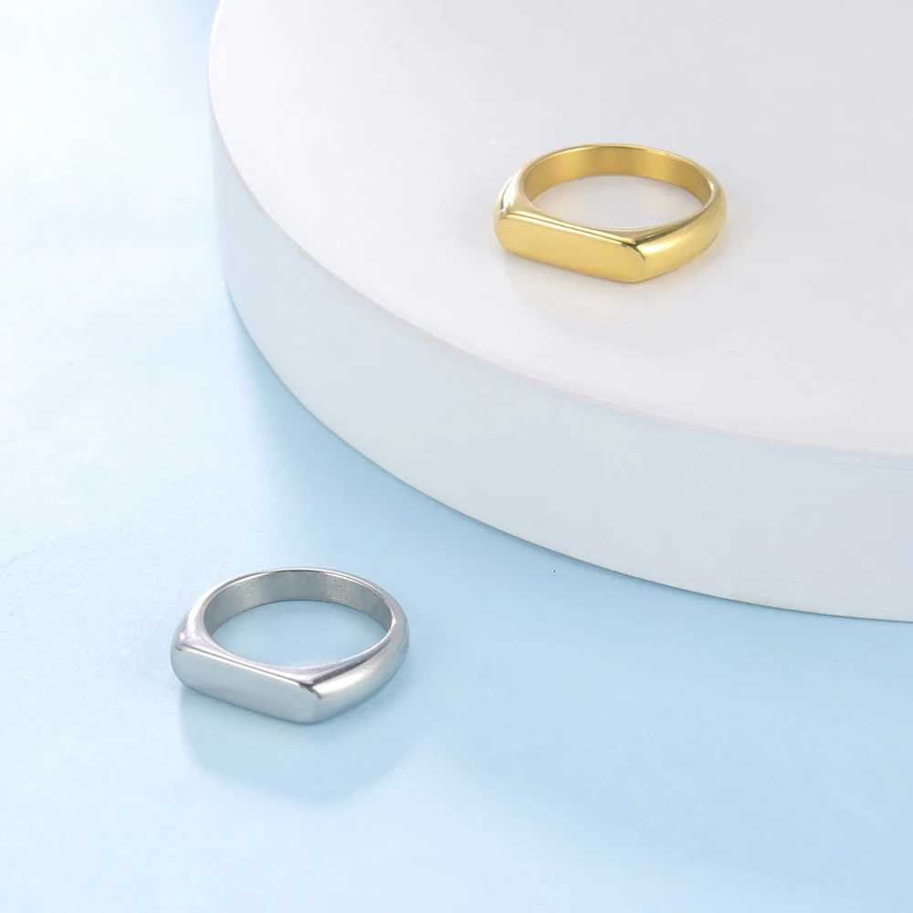 Skyrim Stainless Steel Signet Rings for Men Women Minimalist 5MM Wide Finger Rings 2025 Trend Wedding Couple Jewelry Gift Hot S250716