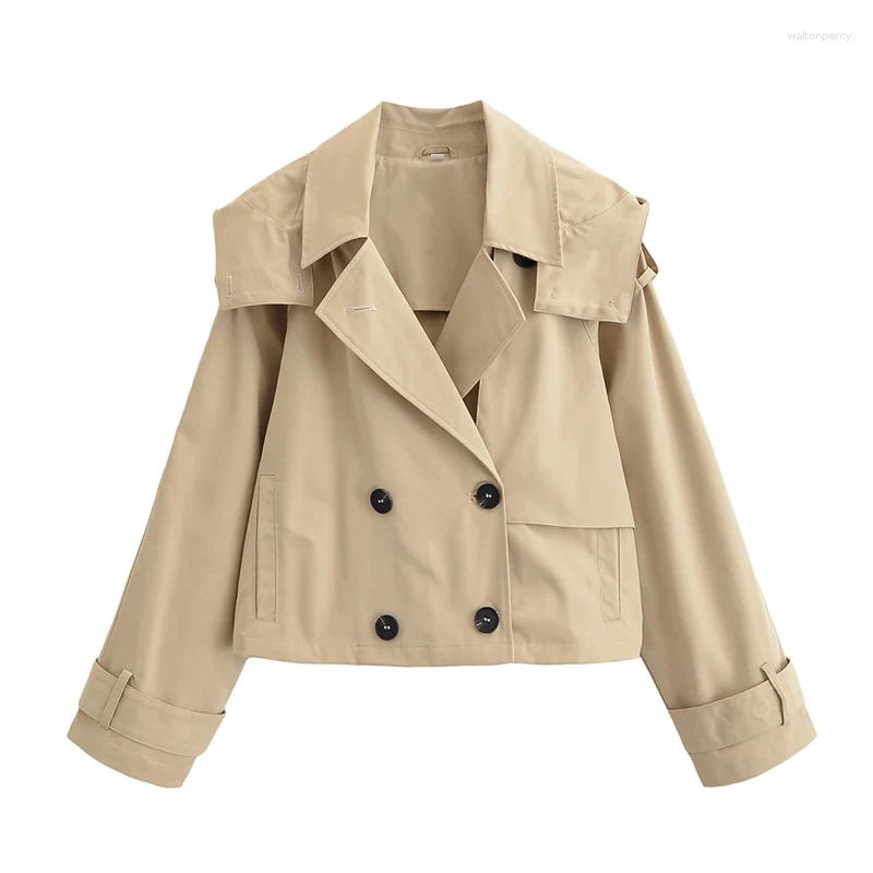 Women's Jackets Jacket Summer Model 2025 Khaki Short Hooded Windbreaker Personalized And Fashionable Casual Versatile