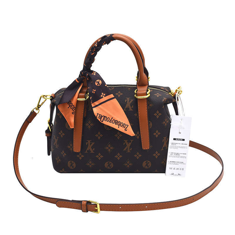 Boston Handheld Silk Scarf 2025 New Printed Bucket Shoulder Crossbody Bag for Women