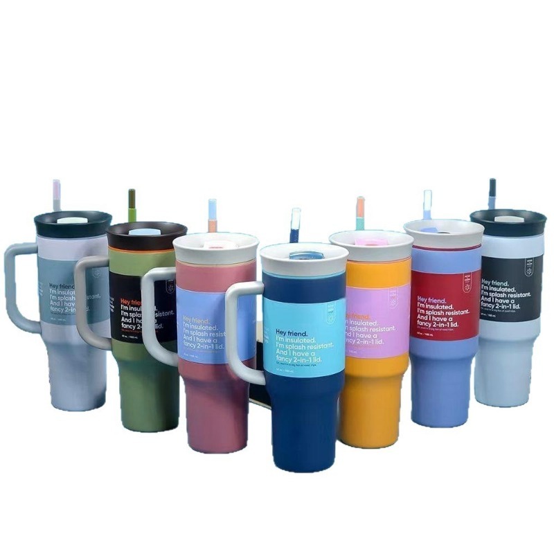 2025 New Owala Durable Stainless Steel Triple Layer Insulated Travel Tumbler with Spill Resistant Lid Straw and Carry Handle BPA Free 40 oz Ice Coffee