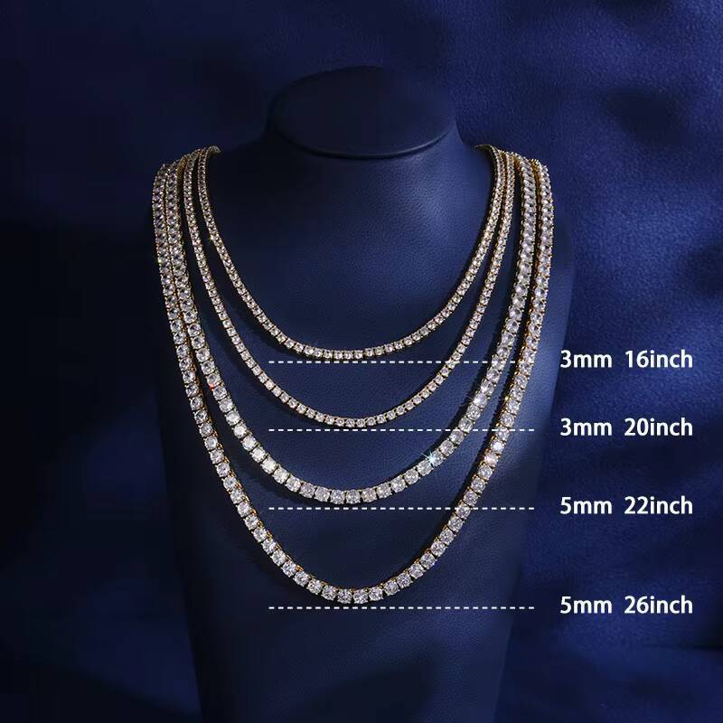 Hip Hop 925 Silver Cuba Chain VVS Moissanite Diamond Tennis Chain Necklace Bracelet Jewelry Men Women Ice Out Necklace