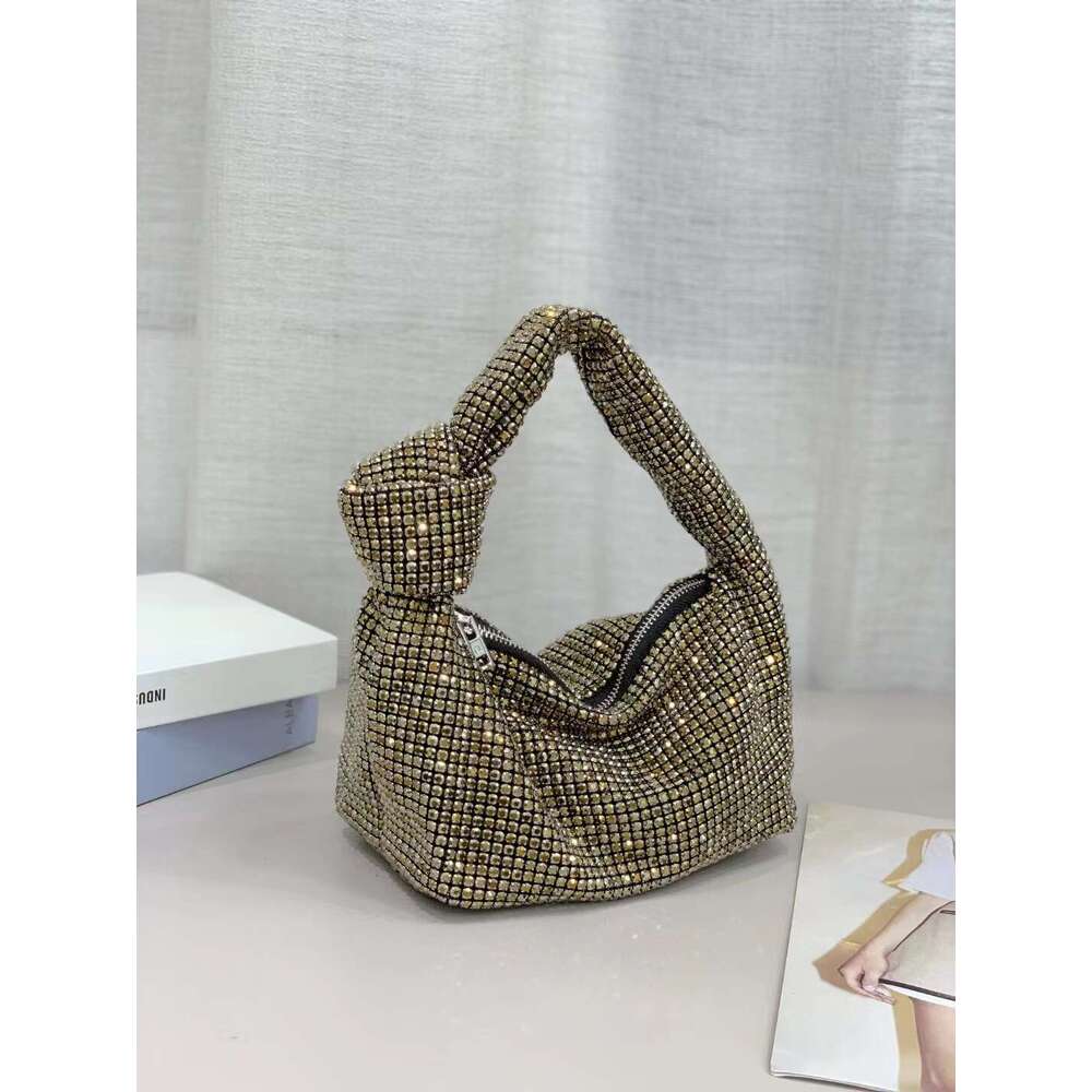Fashion Simple Rhinestone Full Inlaid Shiny Diamond Knot Handbag Style Women's Bag