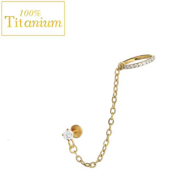 23 Titanium Chain Earrings with Labret Ear Stud 16G CZ Tassel Nose Cartilage Tragus Helix Lip Piercing Body Jewelry Nose Ring y250715