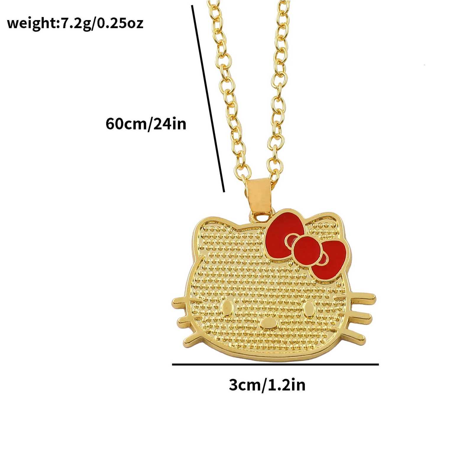 Sanrio Animation Peripherals Characters Hello Kitty Peripheral Golden Pendant Necklace Kawaii Jewelry Accessories Birthday Gift w250716