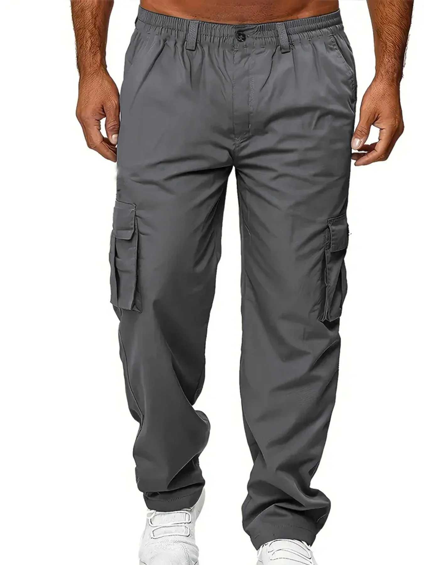 Mens Cargo Pants Sweatpants Outdoor Loose Straight Long Trousers Summer Casual Multi-Pocket Durable Workwear Mens Trousers y250716