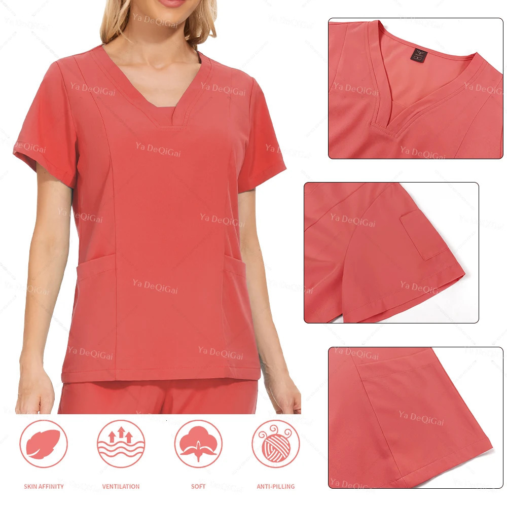 Anti-Wrinkle Premium Fabric Clinical Uniforms Washable Nurse Uniforms Scrubs Sets Blouse Pockets Straight Pants 250715