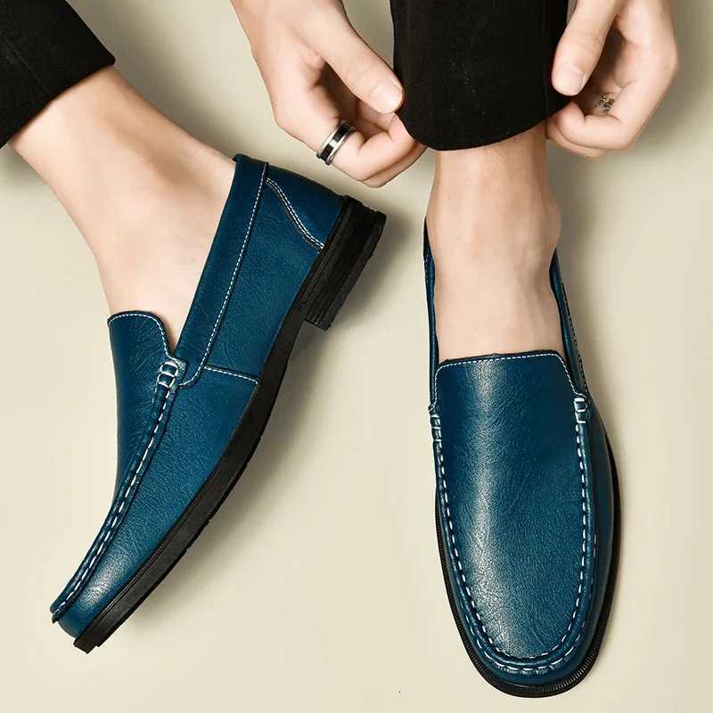 Leather Men Footwear Slip on Office Man Formal Shoes Wedding Party Men Dress Shoes Breathable Driving Lazy Loafers Moccasins W250716