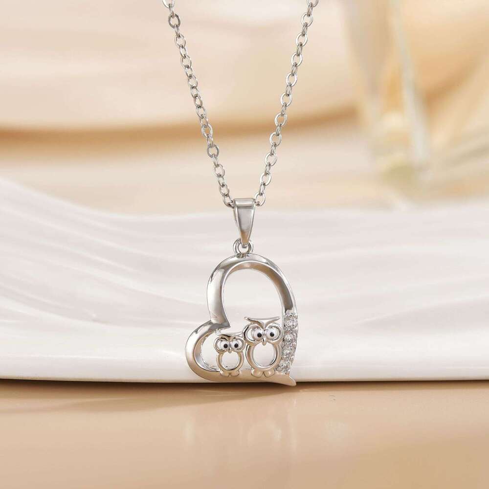 Heart-Shaped Owl Necklace Light Niche Collarbone Chain Choker 60D
