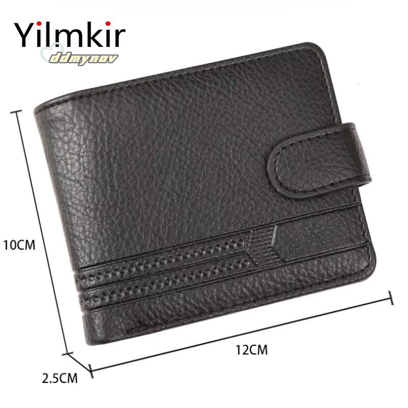PU Leather Wallet Functional Zipper Buckle Mens Purse Business Short Multi Card Slot Moneybag ddmynov
