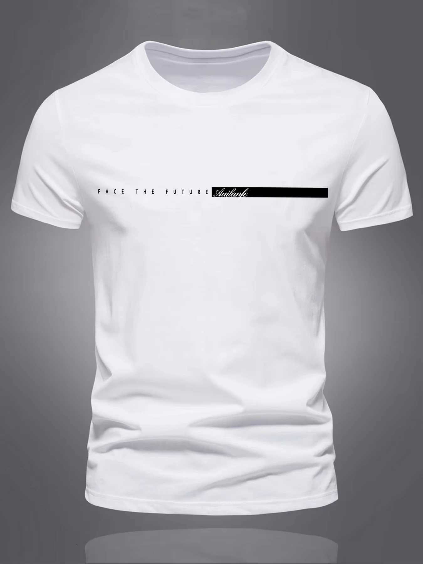 Summer mens Cotton T-shirt Casual Fashions Sports Top Loose Simple Letter Pattern Printed Scriptures Round Neck Short Sleeved Z250715