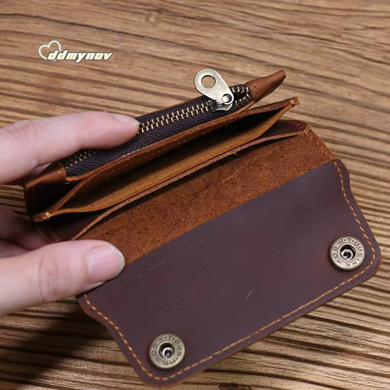 100 Genuine Leather Wallet For Men Male Brand Vintage Handmade Short Small Mens Purse Card Holder With Zipper Coin Pocket Bag ddmynov