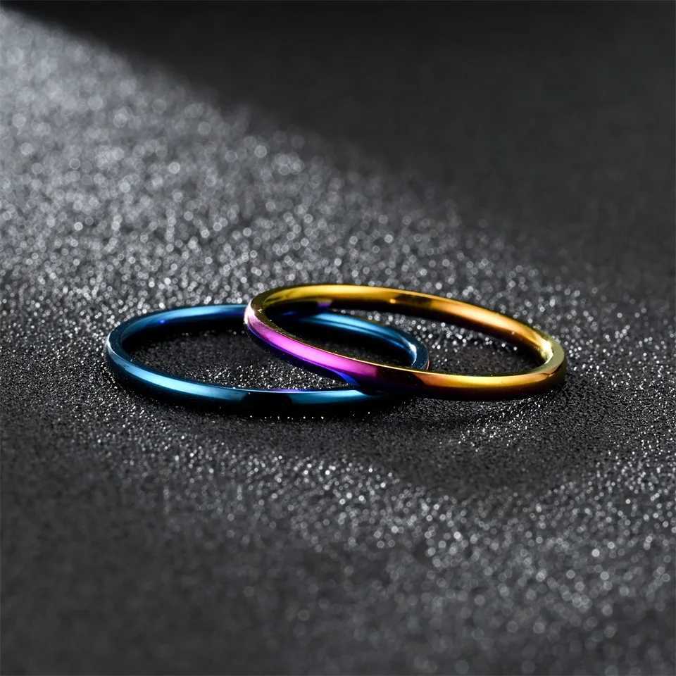 1pc 2mm Thin Classic Fashion Simple Stainless Steel High Polished Rings For Women Men Couple Finger Rings Jewelry Size 5 To 13 S250716