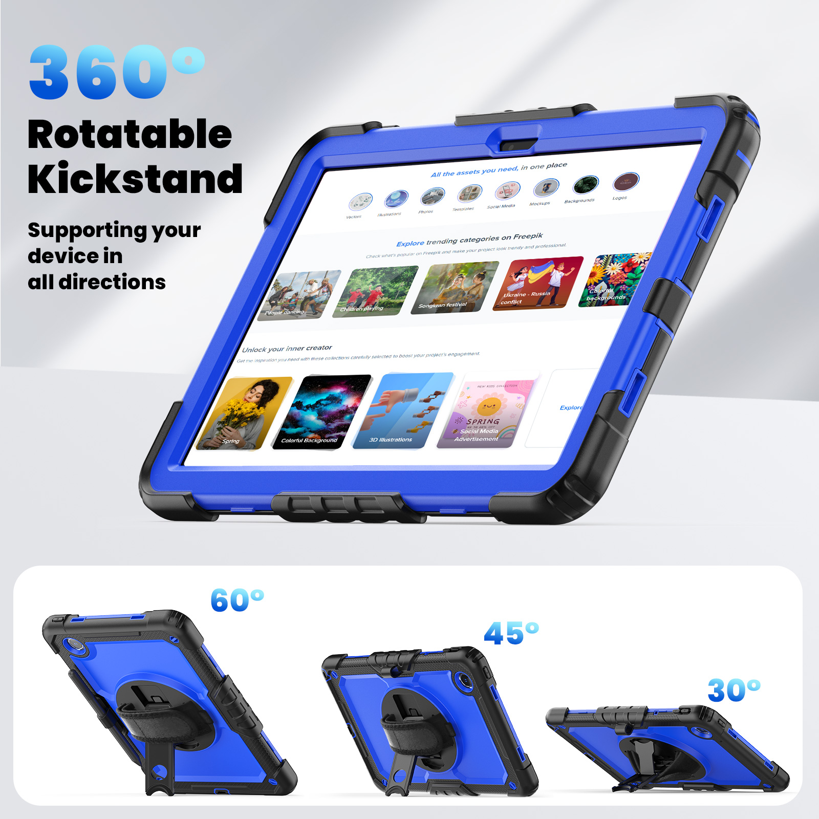 For Lenovo Tab M11 HD 11"(2024) Xiaoxin Pad 11 K11 LTE Tablet Case 360 Rotating Kickstand Heavy Duty Rugged Shockproof Kid Safe Cases with Should