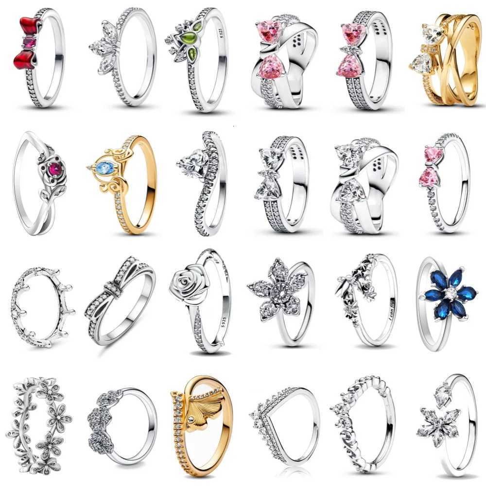 Hot Fine Fashion Original 925 Sterling Silver Plated Flower Rose Rings For Women Bow Crown Engagement Wedding Ring Jewelry Gift S250716