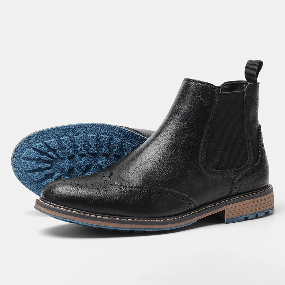 Size 7-13 Brogue Chelsea Men Boots Classical American Style Leather Boots 250715