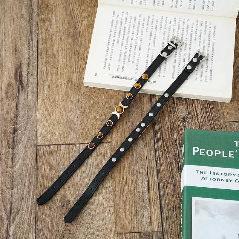 Soft Leather Cat Collar Fashion Tiger Eyes Decoration Puppy Neck Strap Kitten Necklace Accessories Cat Supplies XS/S/M Chihuahua LL250716