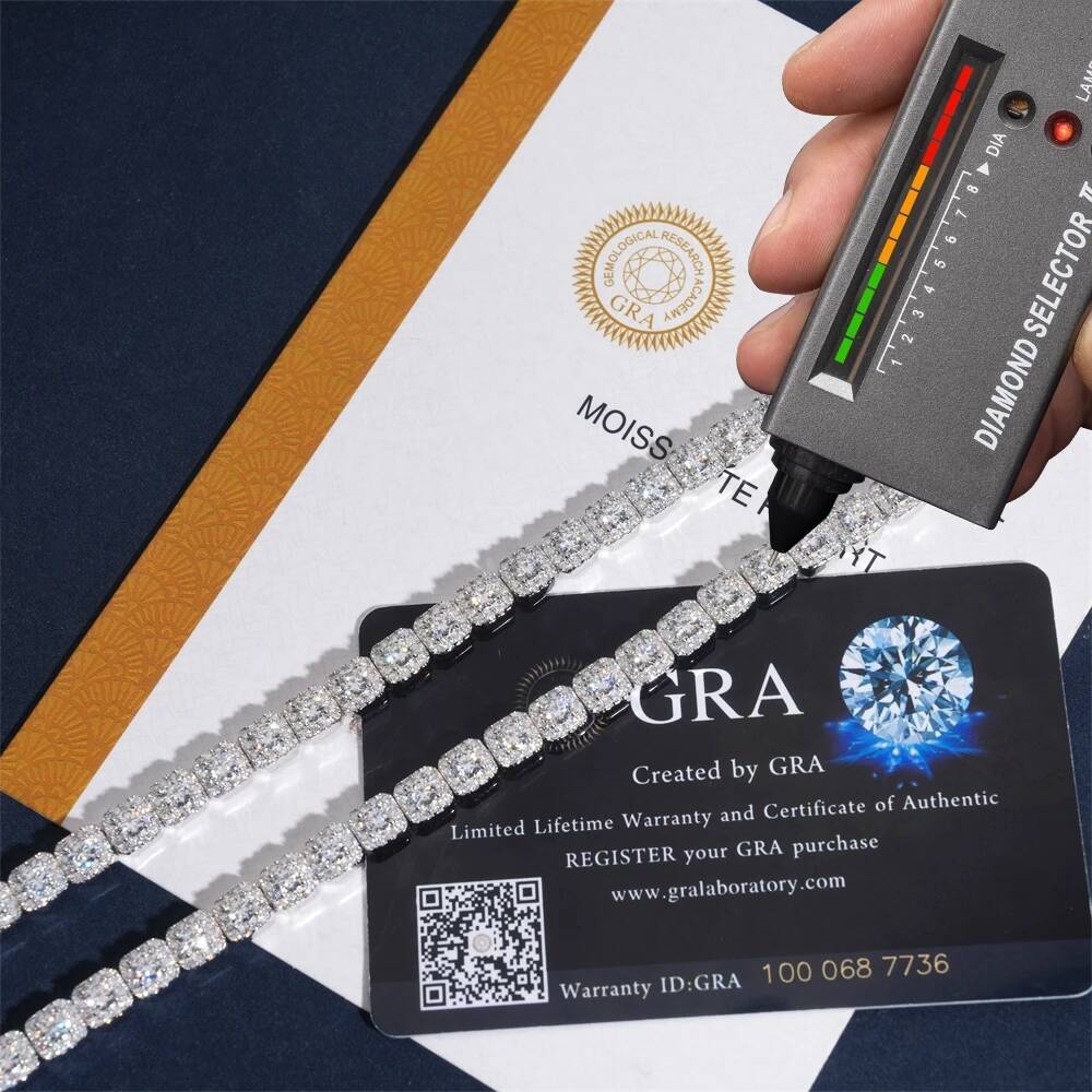 S925 Silver 6mm VVS Moissanite Tennis Chain Bracelet Hip Hop Jewelry With Certificate Fashion Gift