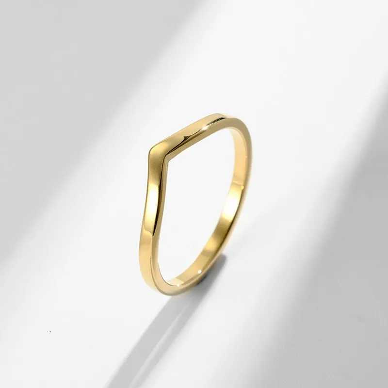 2mm Thin V Shape Stackable Ring Stainless Steel Plain Polished Band for Women Girl Size 5-10 S250716