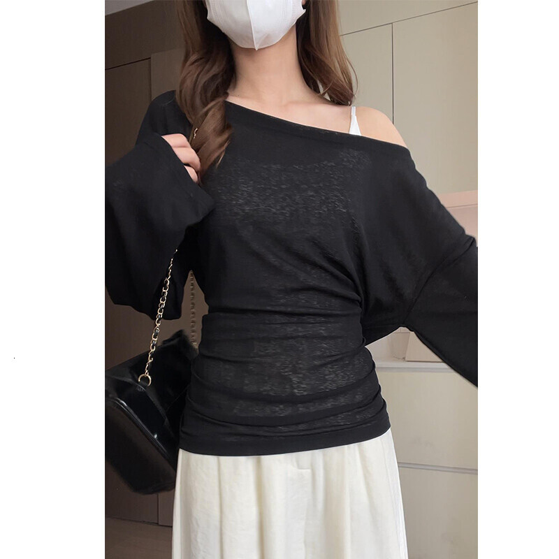 Summer New Women S T Shirt Strappy Lazy Cover Up Loose Long Sleeve For Thin Niche Design Slightly Sheer Sun Protection Outerwear Top Designer