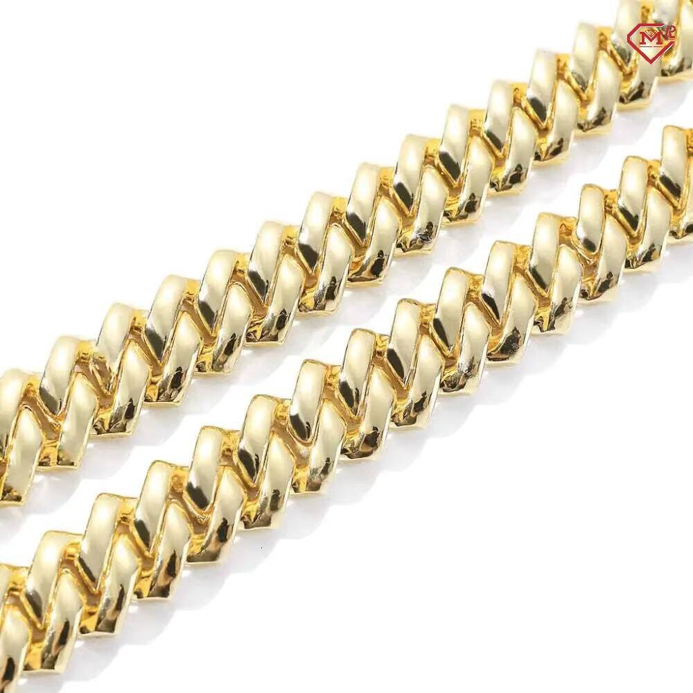 14mm Hip Hop Cuban Chain 2 Rows 925 Sterling Silver Custom Vvs Iced Out Moissanite Cuban Link Chain