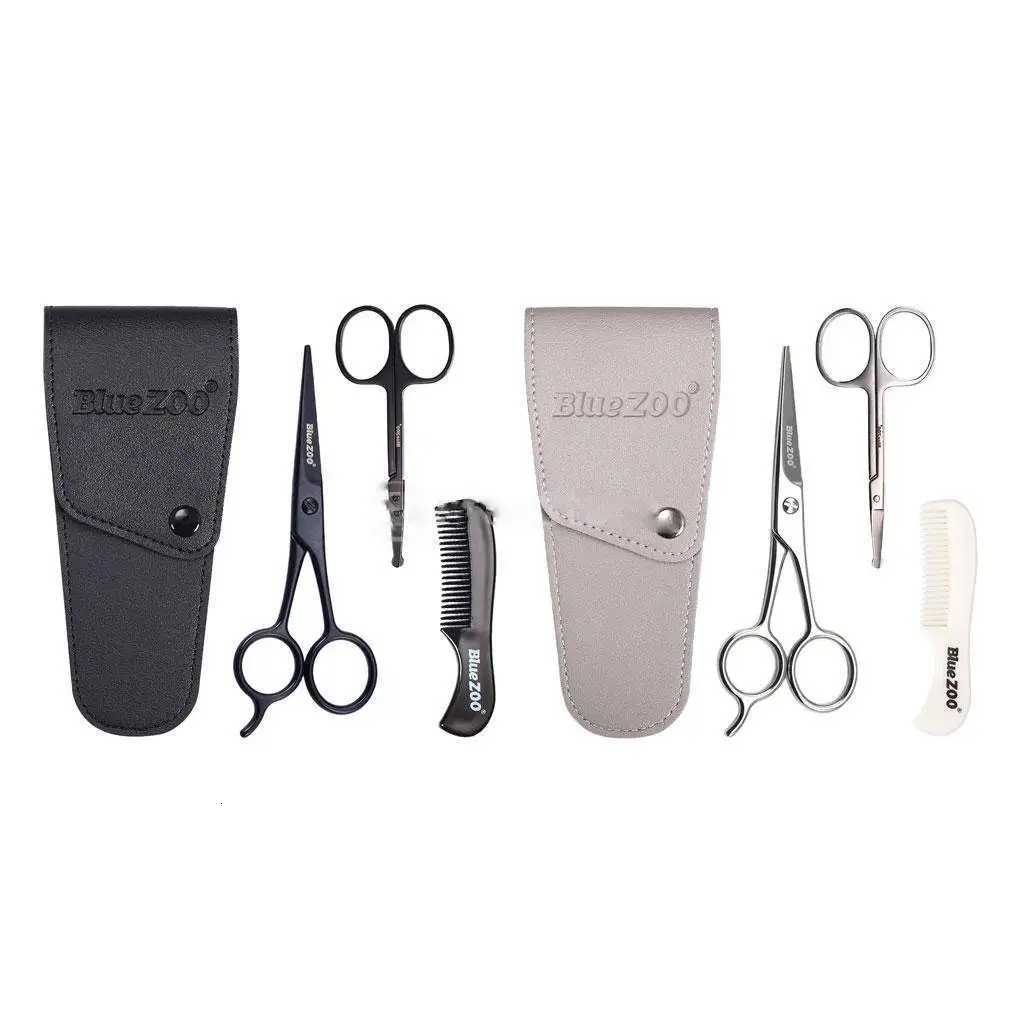 Nose Beard Mustache Scissors and Comb Set for Men Women Care With Gray Bag W250716
