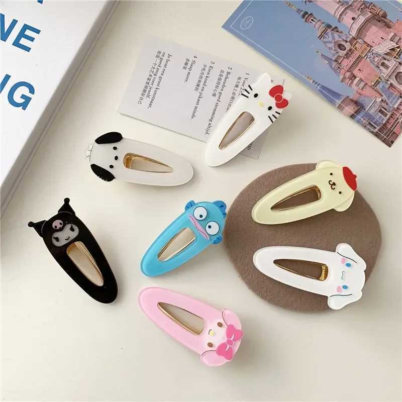 Sanrio Hairpin Pin Cartoon Hello Kitty Kuromi Girls Barrettes Bangs Clips Women Girls Hair Slides Clips Jewelry Gifts w250716