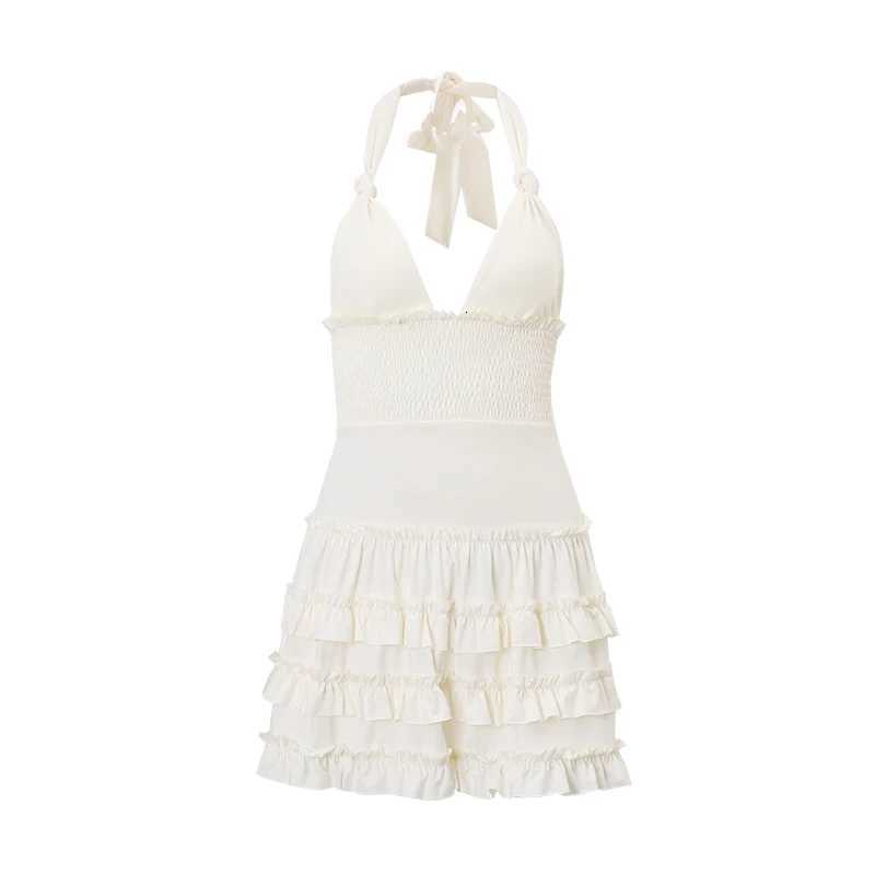 2023 Korean Style Sexy Beach V-neck Dress Summer Y2K Charming Backless Halter Neck Dress Swimming Pool Party Mini Dresses R250716