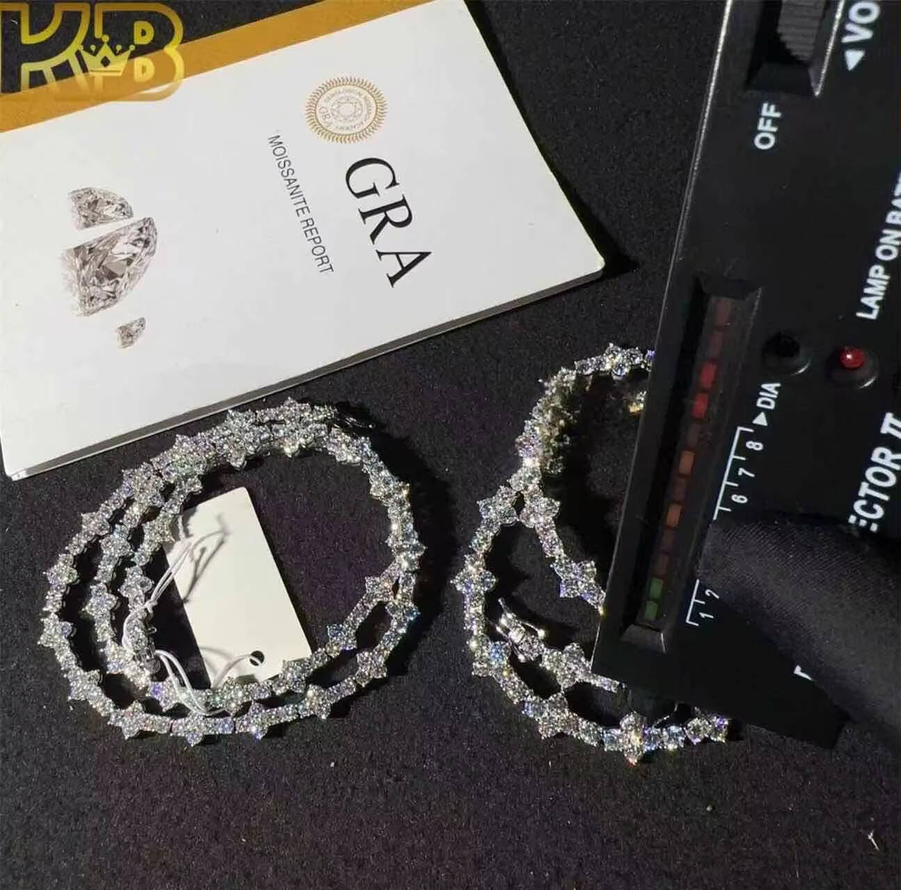 Moissanite Tennis Chain 925 Trends Hip Hop Fashion Necklace Vvs Sterling Silver Diamond Moissanite Tennis Chain